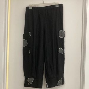 Chalet Linen Polka Dot Embroidered Pants